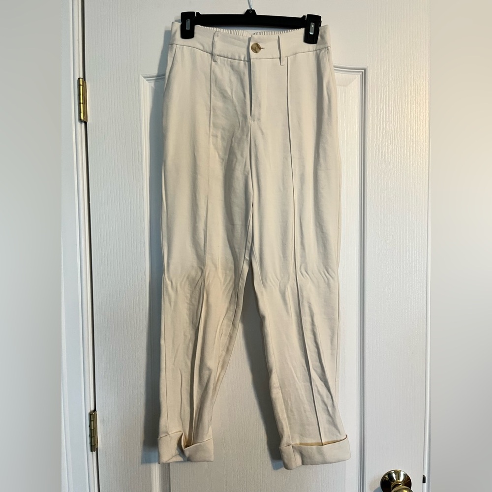 Linen off-white trousers